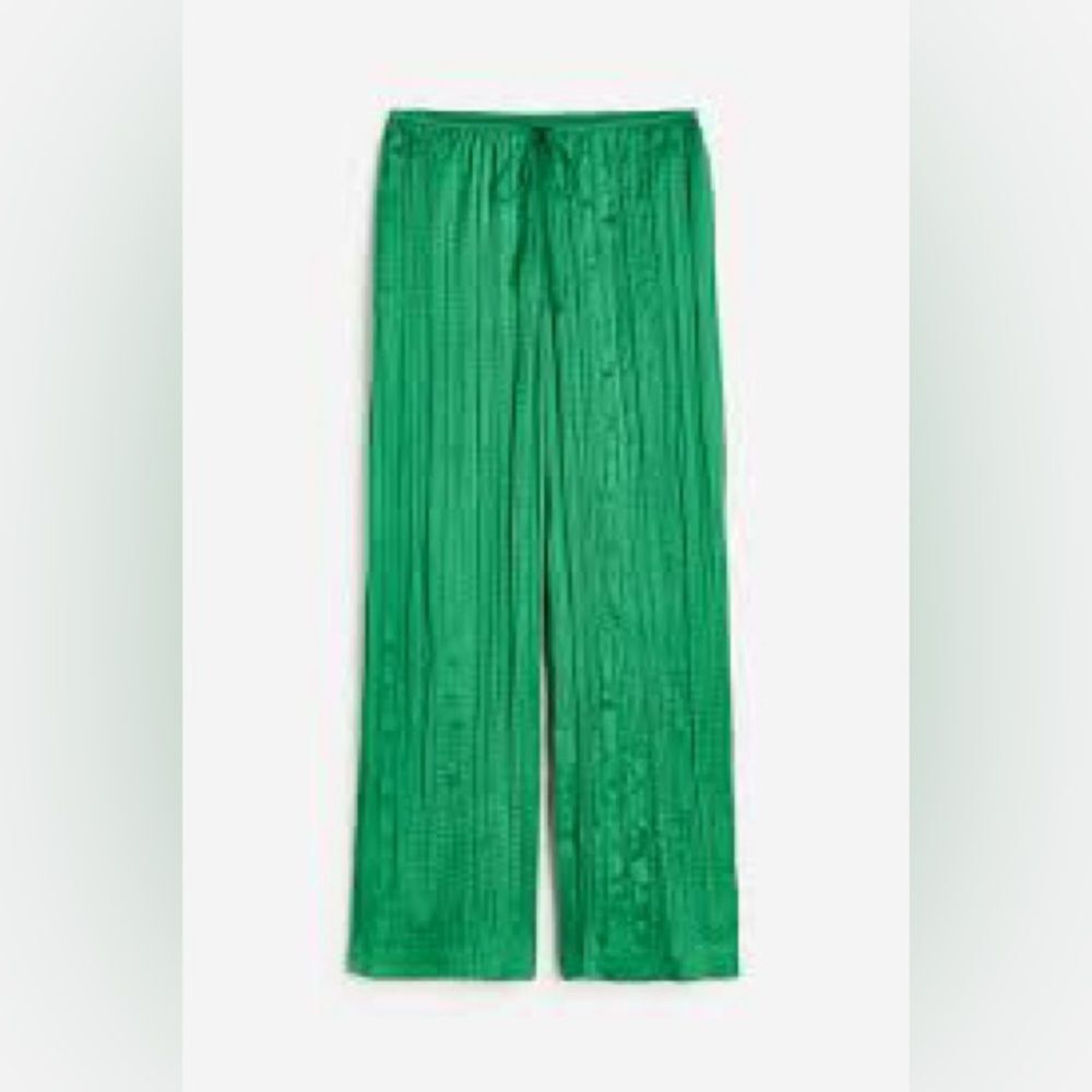 NWT H&M GREEN Wide- Cut Pull On Pants Drawstring Stretchy Waistband Sz XL